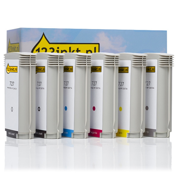 123ink version replaces HP 727 2x BK + C/Y/M/G high-capacity ink cartridge 6-pack 160188 - 1