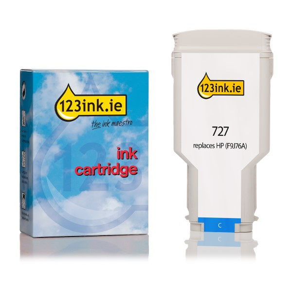 123ink version replaces HP 727 (F9J76A) extra high capacity cyan ink cartridge F9J76AC 044509 - 1
