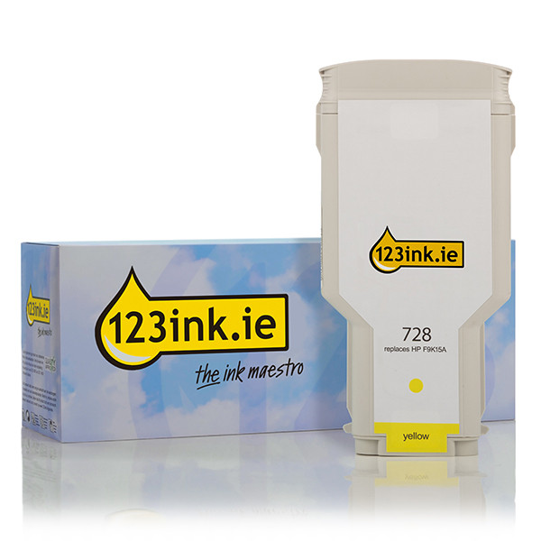 123ink version replaces HP 728 (F9K15A) extra high capacity yellow ink cartridge F9K15AC 044503 - 1