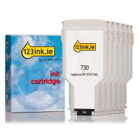 123ink version replaces HP 730 MBK/BK/C/M/Y/GY high-capacity ink cartridge 6-pack 160213