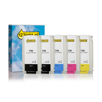 123ink version replaces HP 738 2 x BK + C/M/Y ink cartridge 5-pack 160736