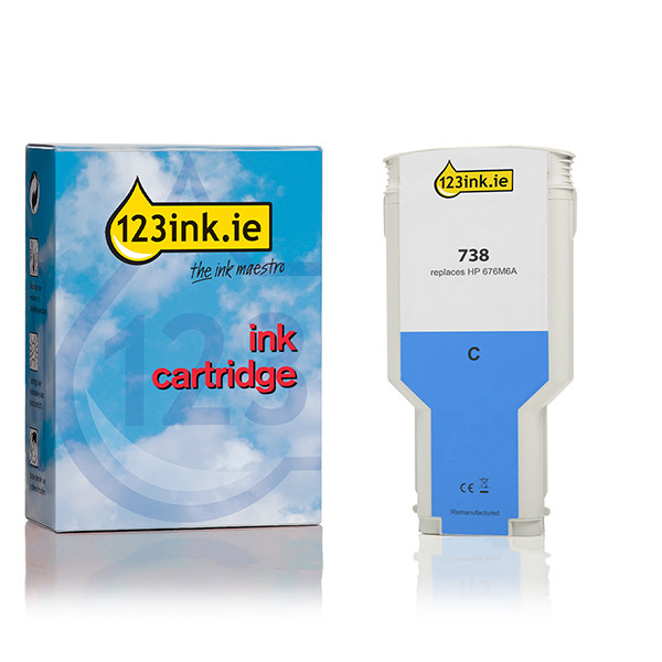 123ink version replaces HP 738 (676M6A) high-capacity cyan ink cartridge 093289 - 1