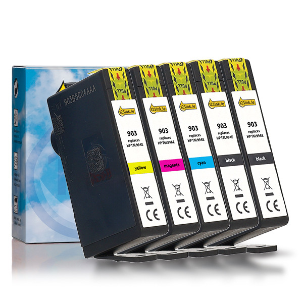 123ink version replaces HP 903 BK/BK/C/M/Y ink cartridge 5-pack 160740 - 1