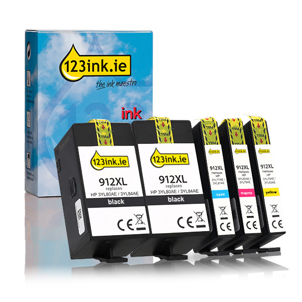 123ink version replaces HP 912XL BK/BK/C/M/Y ink cartridge 5-pack 160743 - 1