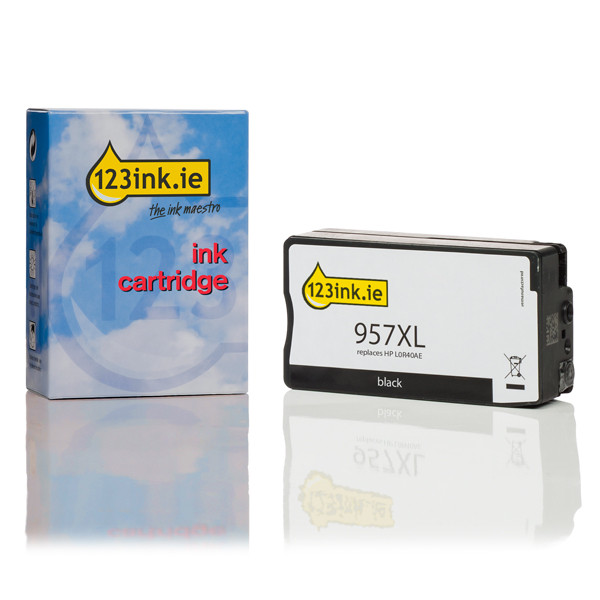 123ink version replaces HP 957XL L0R40AE extra high capacity black ink cartridge