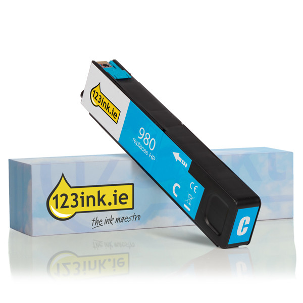 123ink version replaces HP 980 (D8J07A) cyan ink cartridge D8J07AC 044347 - 1
