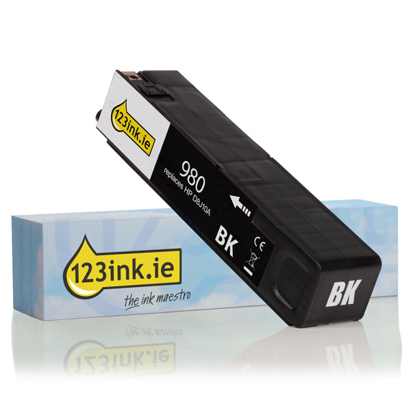 123ink version replaces HP 980 (D8J10A) black ink cartridge D8J10AC 044345 - 1