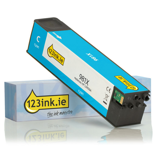 123ink version replaces HP 981X (L0R09A) high capacity cyan ink cartridge L0R09AC 044563 - 1