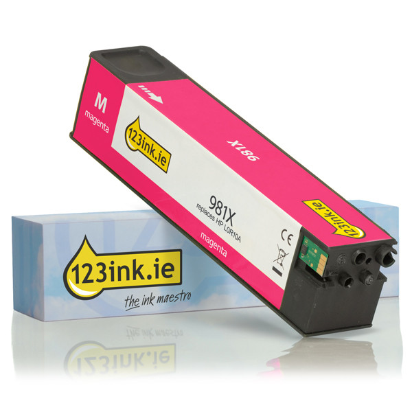 123ink version replaces HP 981X (L0R10A) high capacity magenta ink cartridge L0R10AC 044569 - 1