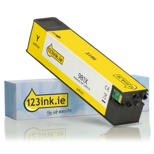 123ink version replaces HP 981X (L0R11A) high capacity yellow ink cartridge L0R11AC 044575 - 1