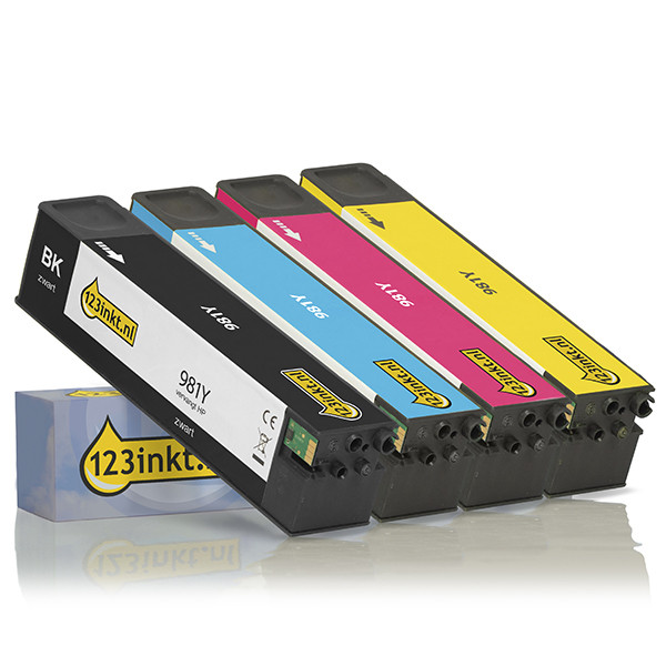 123ink version replaces HP 981Y BK/C/M/Y extra high capacity ink cartridge (4-pack)  160194 - 1