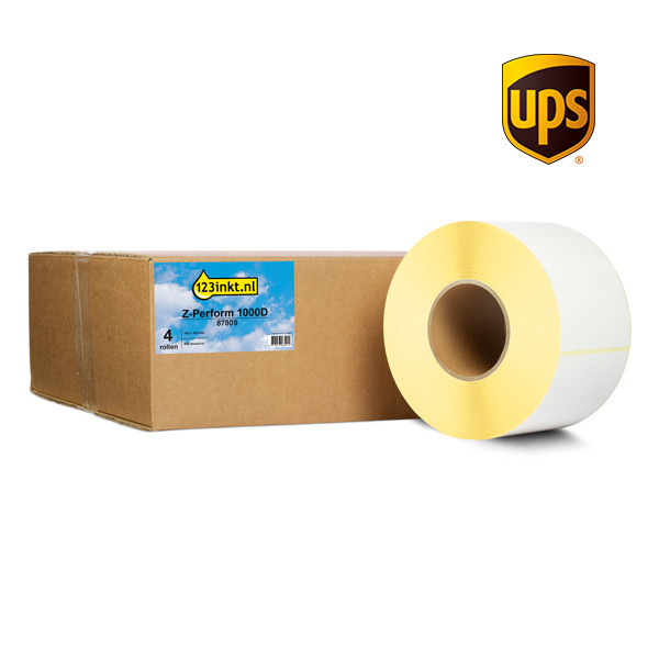 123ink version replaces Zebra Z-Perform 1000D UPS label (87809) 102mm x 152mm (4 rolls) 653182 - 1