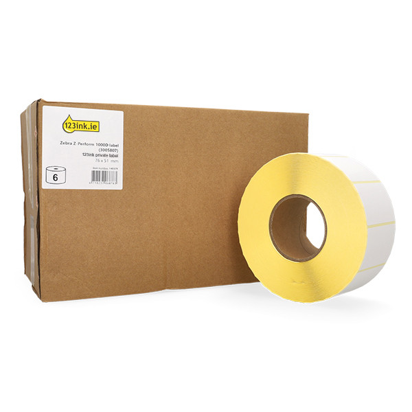 123ink version replaces Zebra Z-Perform 1000D labels (3005807), 76 x 51mm (6 rolls) 140379 - 1
