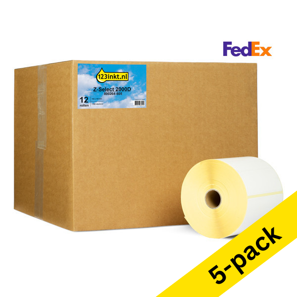 123ink version replaces Zebra Z-Select 2000D FedEx label (800264-605) 102mm x 152mm | 5 x 12-pack 653308 - 1