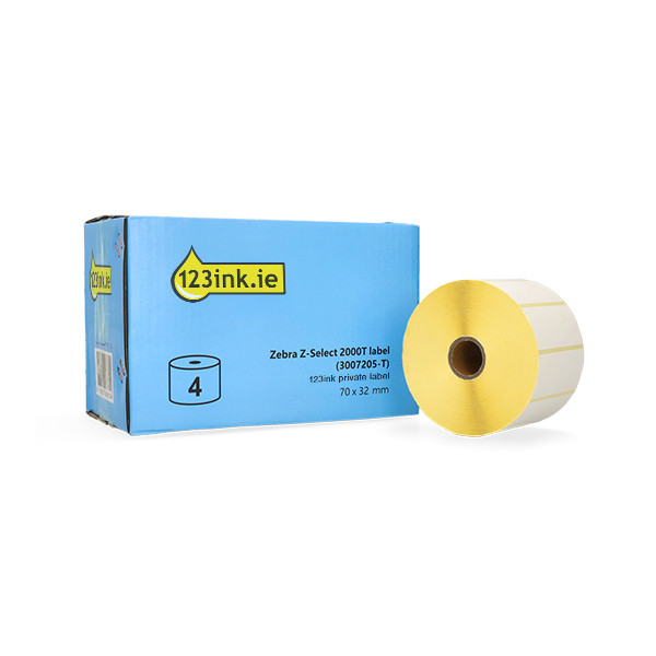 123ink version replaces Zebra Z-Select 2000T label (3007205-T), 70 x 32mm (4 rolls) 140069 - 1