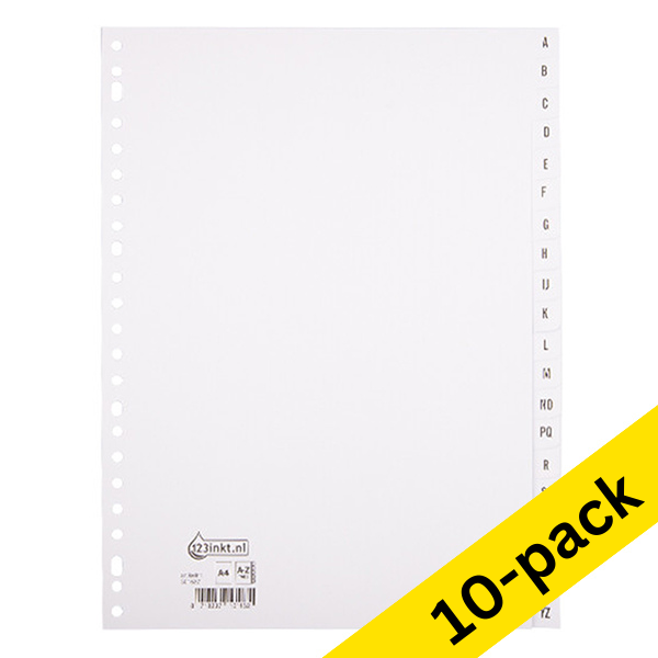 123ink white A4 cardboard tabs with A-Z tabs (23 holes) (10-pack)  301887 - 1