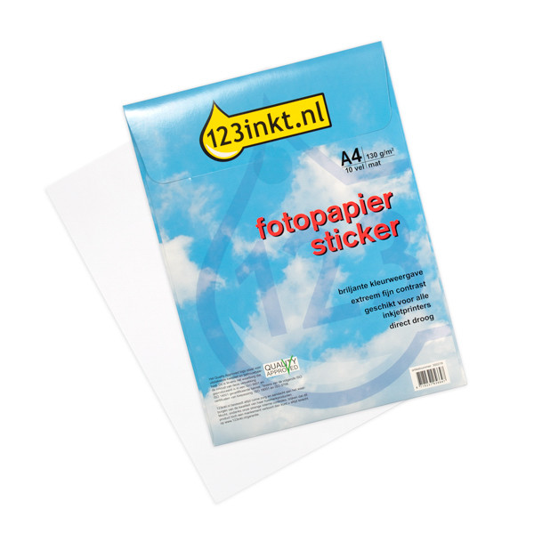 123ink white A4 matte photo sticker paper (10-pack)  300219 - 1