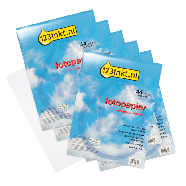 123ink white A4 removable textile photo sticker paper (6 x 5-pack)  300344 - 1