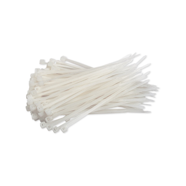 123ink white cable tie, 100mm x 2.5mm (100-pack) 099.0350 302425 - 1