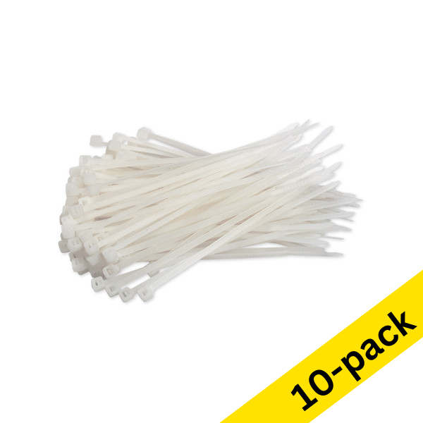 123ink white cable ties, 100mm x 2.5mm (10 x 100-pack) 302426 - 1