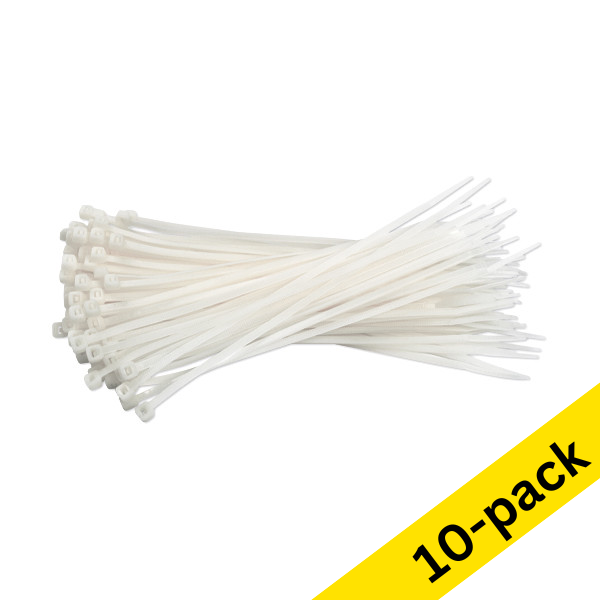 123ink white cable ties, 200mm x 3.6mm (10 x 100-pack) 302428 - 1