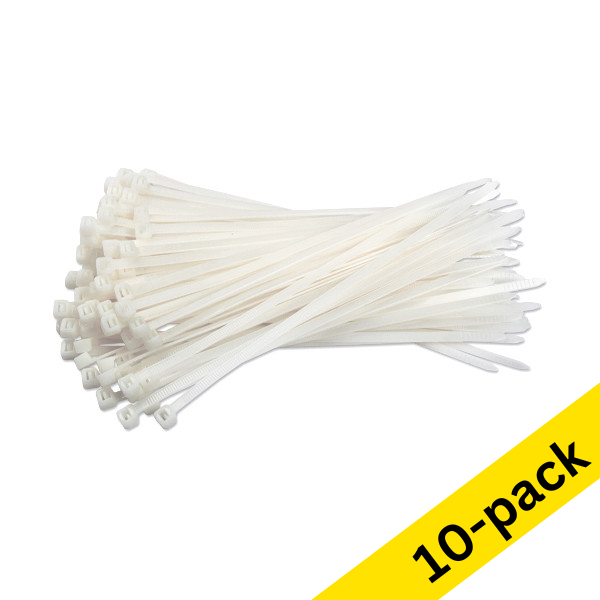 123ink white cable ties, 200mm x 4.8mm (10 x 100-pack) 302430 - 1