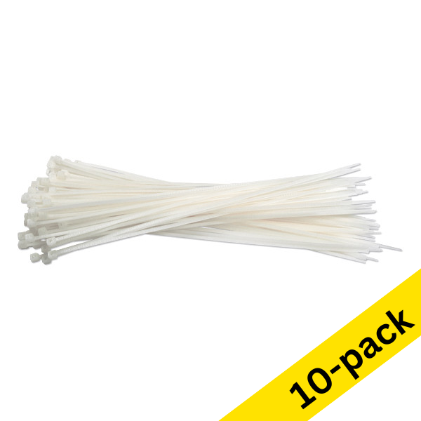 123ink white cable ties, 292mm x 3.6mm (10 x 100-pack) 302432 - 1