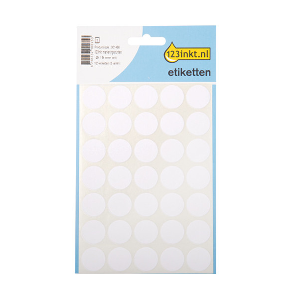123ink white marking dots, Ø 19mm (105 labels) 3170C 301486 - 1