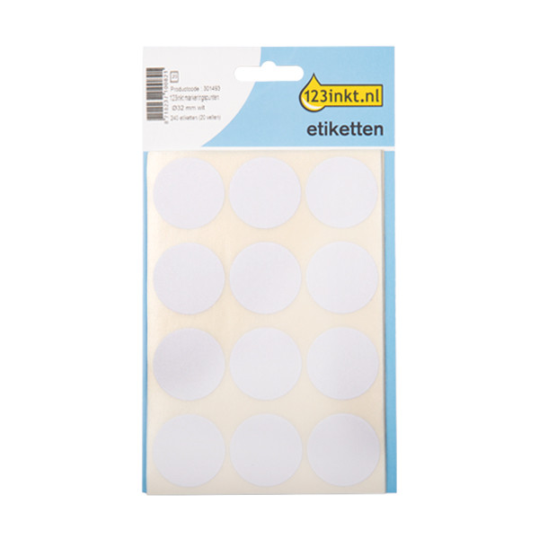 123ink white marking dots, Ø 32mm (240 labels) 301493 - 1