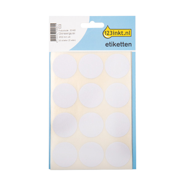 123ink white marking dots, Ø 32mm (240 labels) AV-PET30WC 301493 - 1