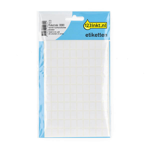123ink white multi-purpose labels, 12mm x 8mm (440 labels) 303003 - 1