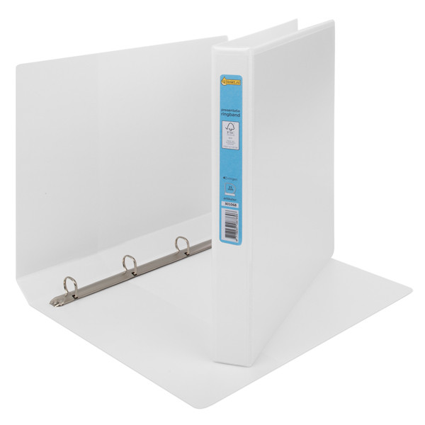 123ink white panorama ring binder with 4 D-rings, 15mm 301068 - 1