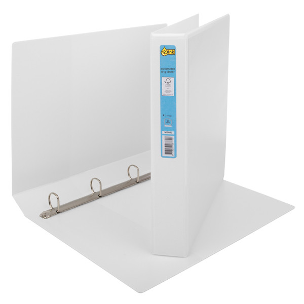 123ink white panorama ring binder with 4 D-rings, 25mm 17856C 49702C 301073 - 1