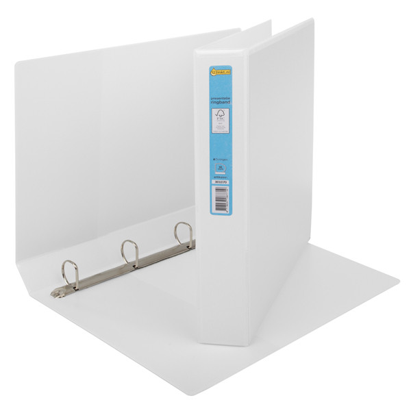 123ink white panorama ring binder with 4 D-rings, 30mm 301070 - 1