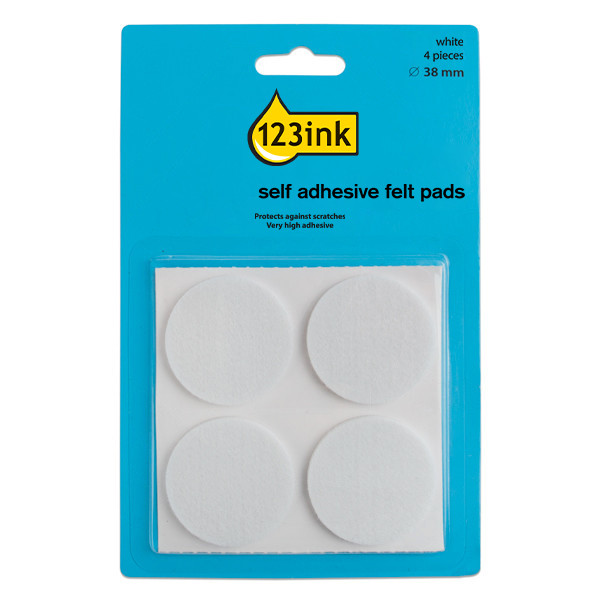 123ink white round self-adhesive felt pads, 38mm (4-pack) FP-38R 301012 - 1
