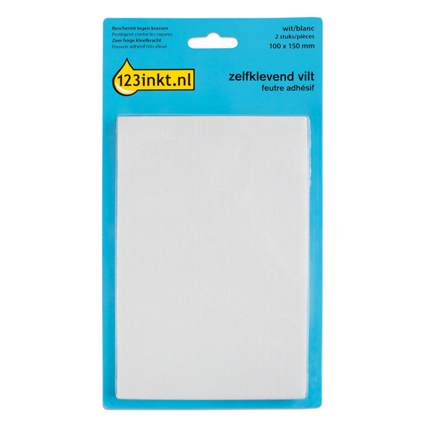 123ink white self-adhesive felt pad, 100mm x 150mm (2-pack)  301014 - 1
