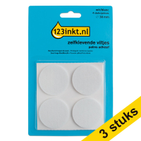 123ink white self-adhesive felt pads round, 38mm (3 x 4-pack)