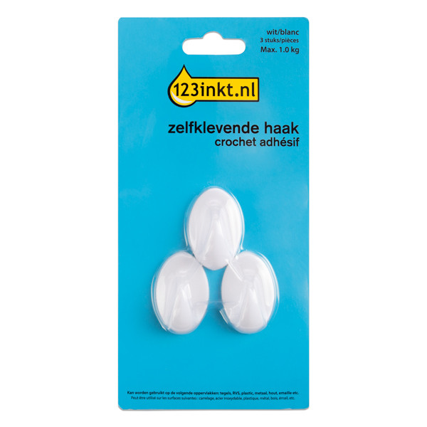 123ink white self-adhesive hook, 1kg (3-pack) 301004 - 1