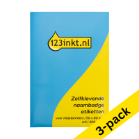 123ink white self-adhesive name badge labels for laser printers, 50mm x 80mm (200 labels) (3-pack)