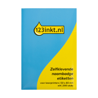 123ink white self-adhesive name badge labels for laser printers, 50mm x 80mm (200 labels) L4785-20C 302325