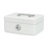 123ink white steel cash box with coin slot, 12.5cm x 9.5cm x 6cm 302934 - 1