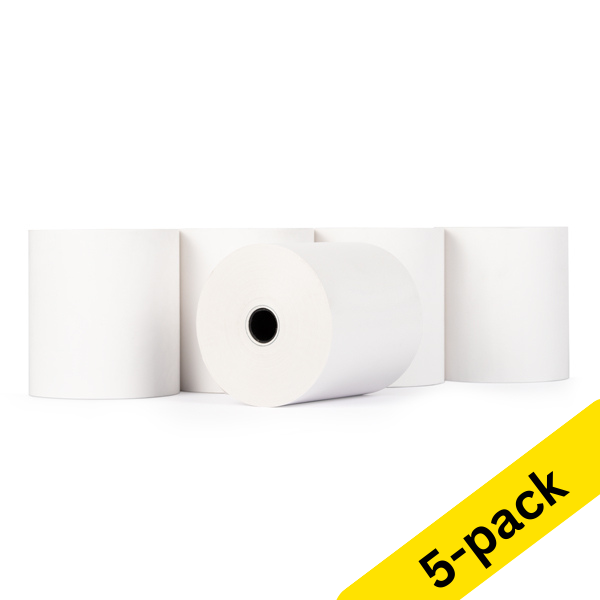 123ink white thermo cash register roll, 76mm x 70mm x 12mm (5-pack)  300328 - 1