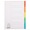 123ink white/coloured A4 cardboard tabs with 5 tabs (23 holes) 100191C 300533