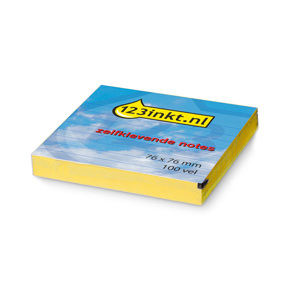 123ink yellow lined self-adhesive notes, 100 sheets, 76mm x 76mm 630YELC 300467 - 1