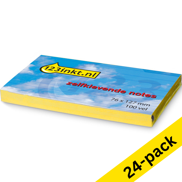 123ink yellow lined self-adhesive notes, 76mm x 127mm (24-pack) 635CYC 302837 - 1