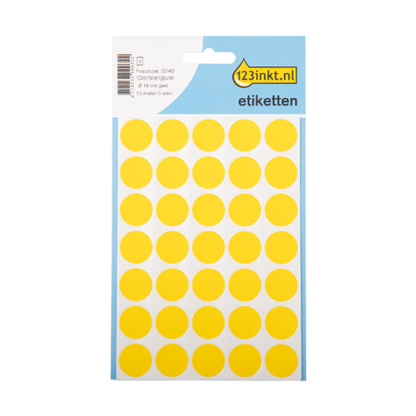 123ink yellow marking dots, Ø 19mm (105 labels) 3007C 301483 - 1