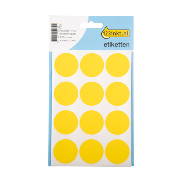 123ink yellow marking dots, Ø 32mm (240 labels) AV-PET30JC 301490 - 1