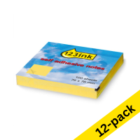 123ink yellow self-adhesive Z-notes, 100 sheets, 76mm x 76mm (12-pack)