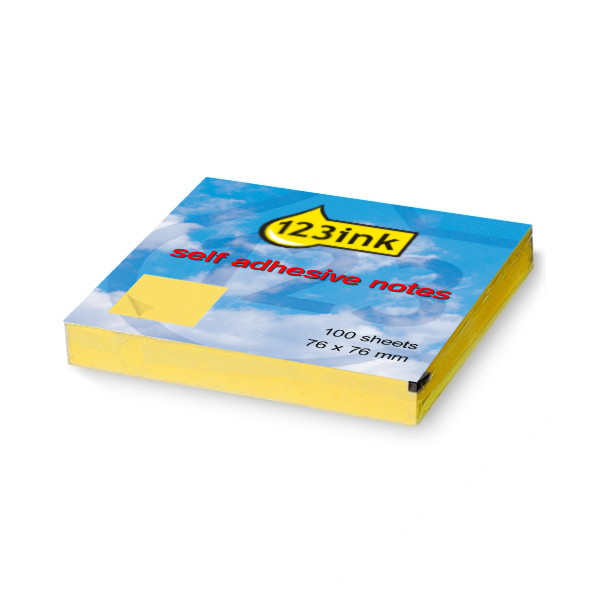 123ink yellow self-adhesive Z-notes, 100 sheets, 76mm x 76mm R330C S330YC 300465 - 1