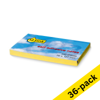 123ink yellow self-adhesive notes, 100 sheets, 76mm x 102mm (36-pack)